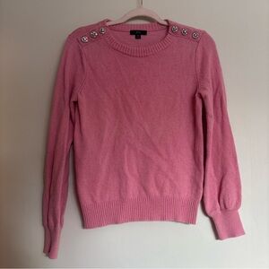 J. Crew Pink Crew Neck Sweater with Embellished Shoulders